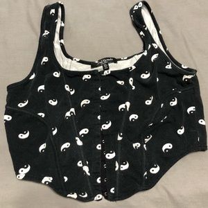 Yin yang print bustier crop top